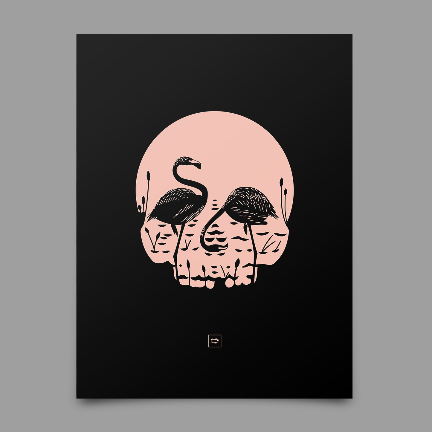 Flamingo Skull Print