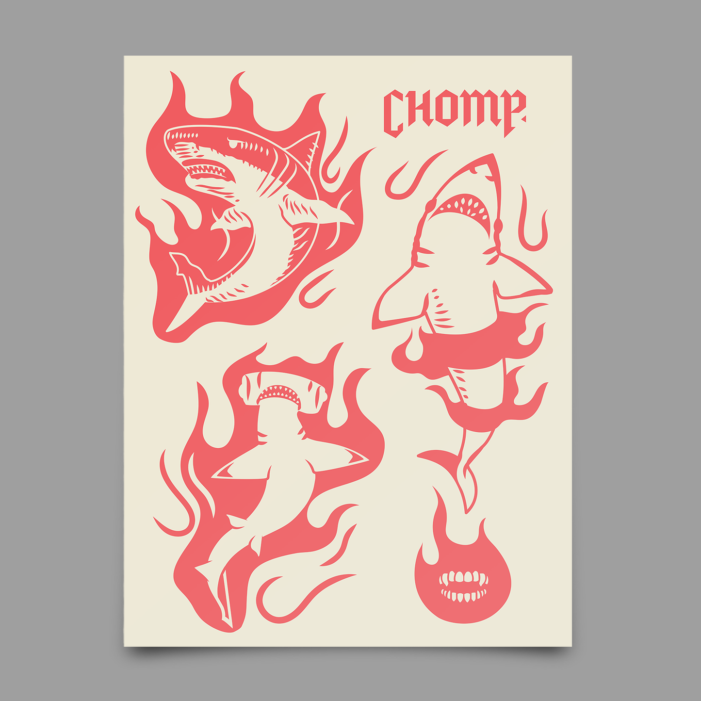 Shark Flame Flash Print