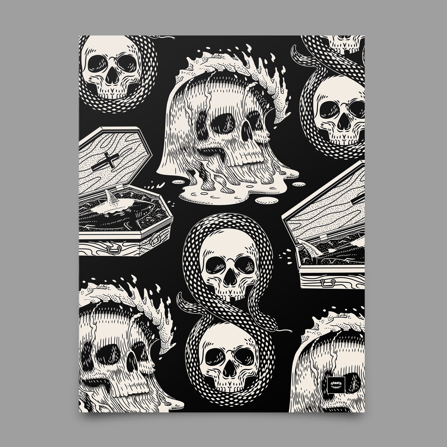 Wave Skull Print