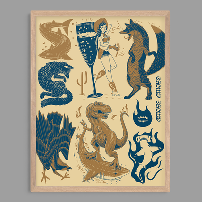 Dinosaur Cowgirl Flash Print