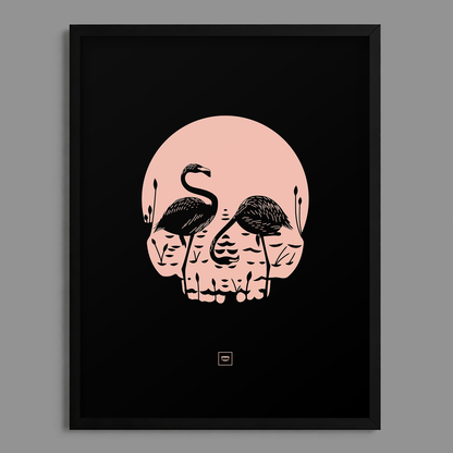 Flamingo Skull Print