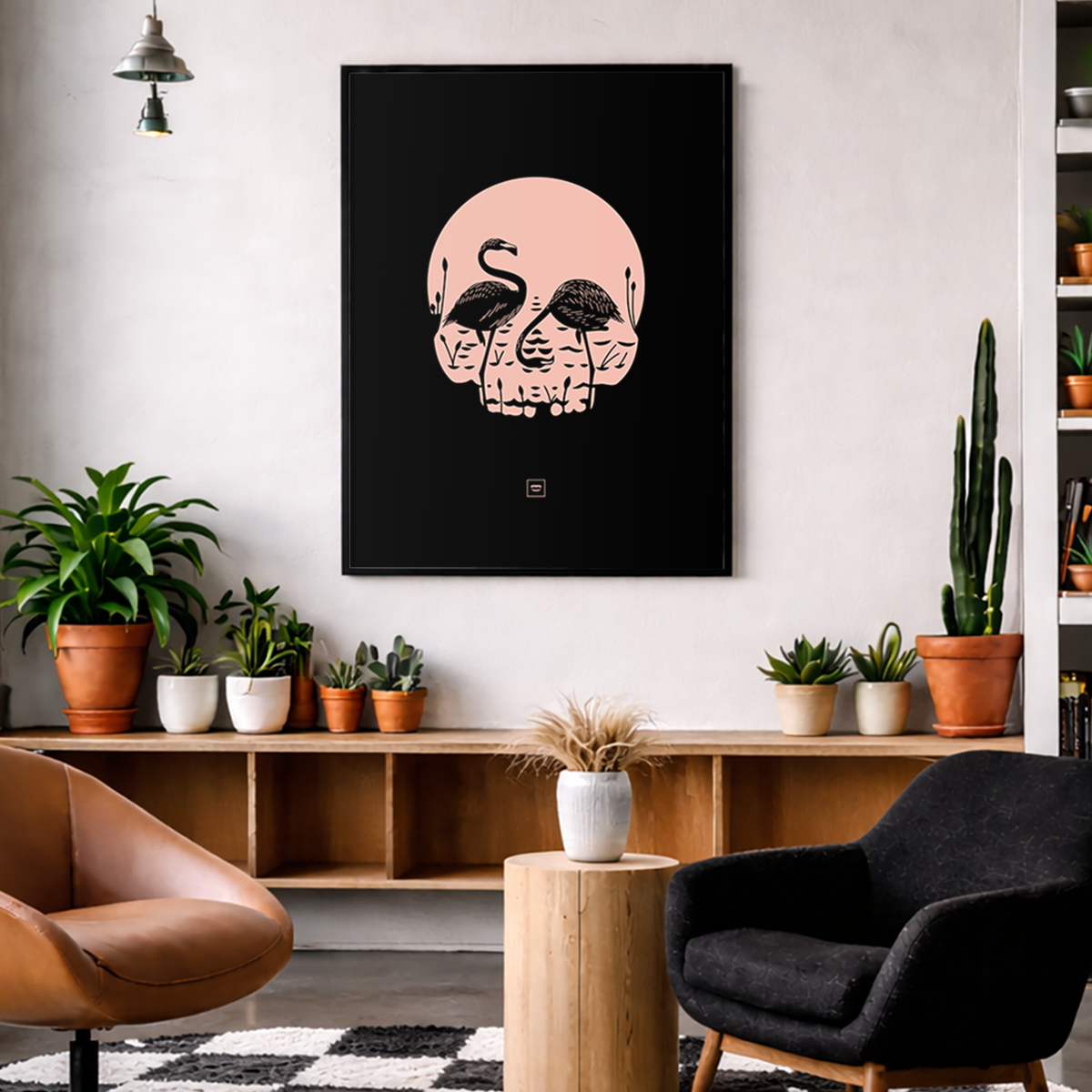 Flamingo Skull Print
