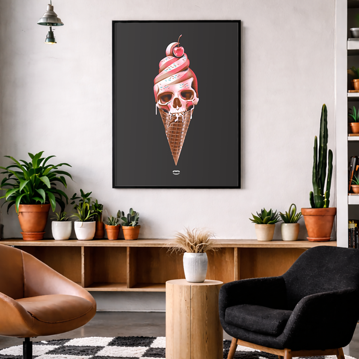 Ice Cream Skull Print