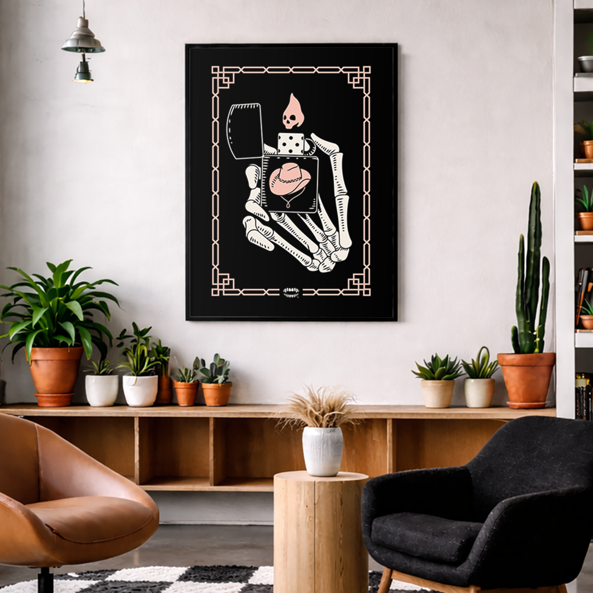 Cowboy Lighter Skull Print