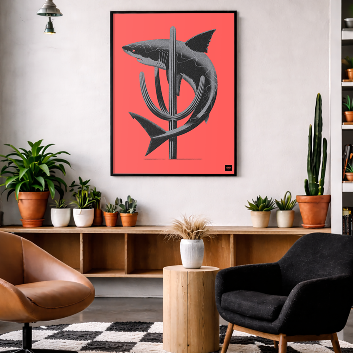 Shark Cactus Print