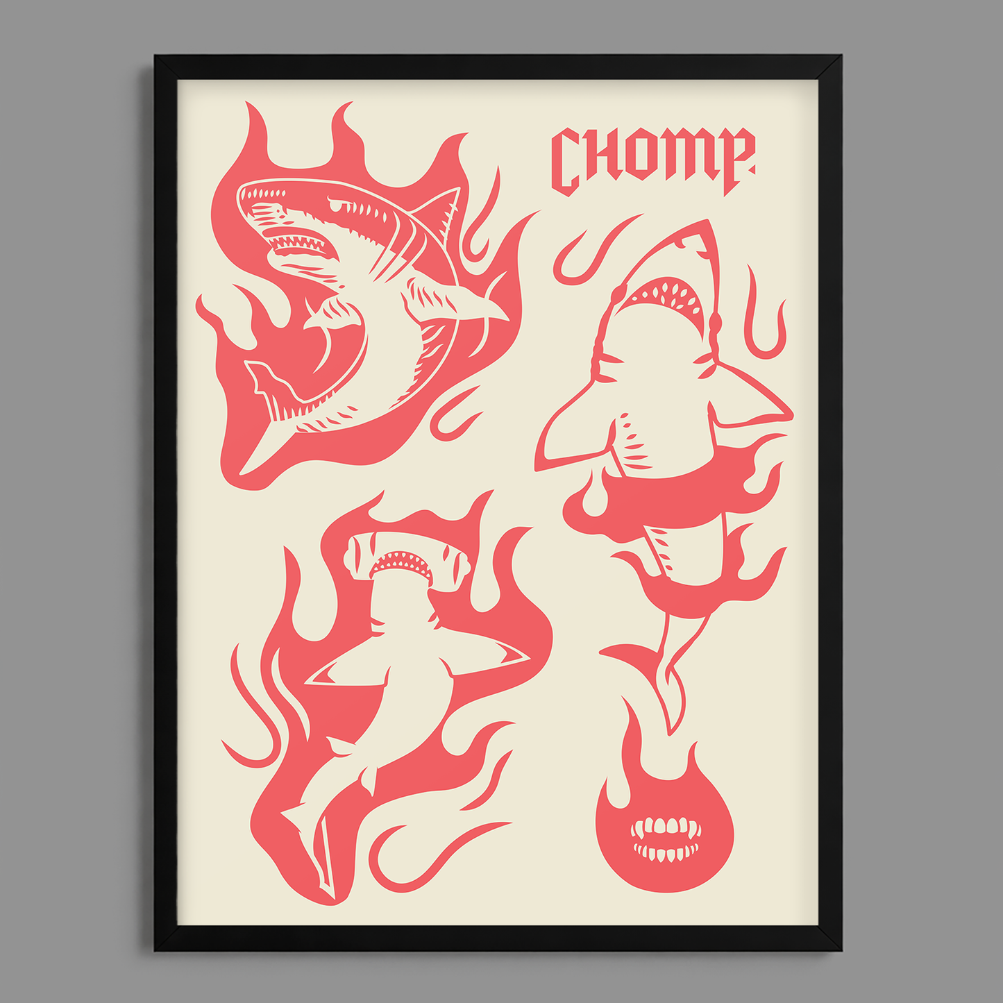 Shark Flame Flash Print