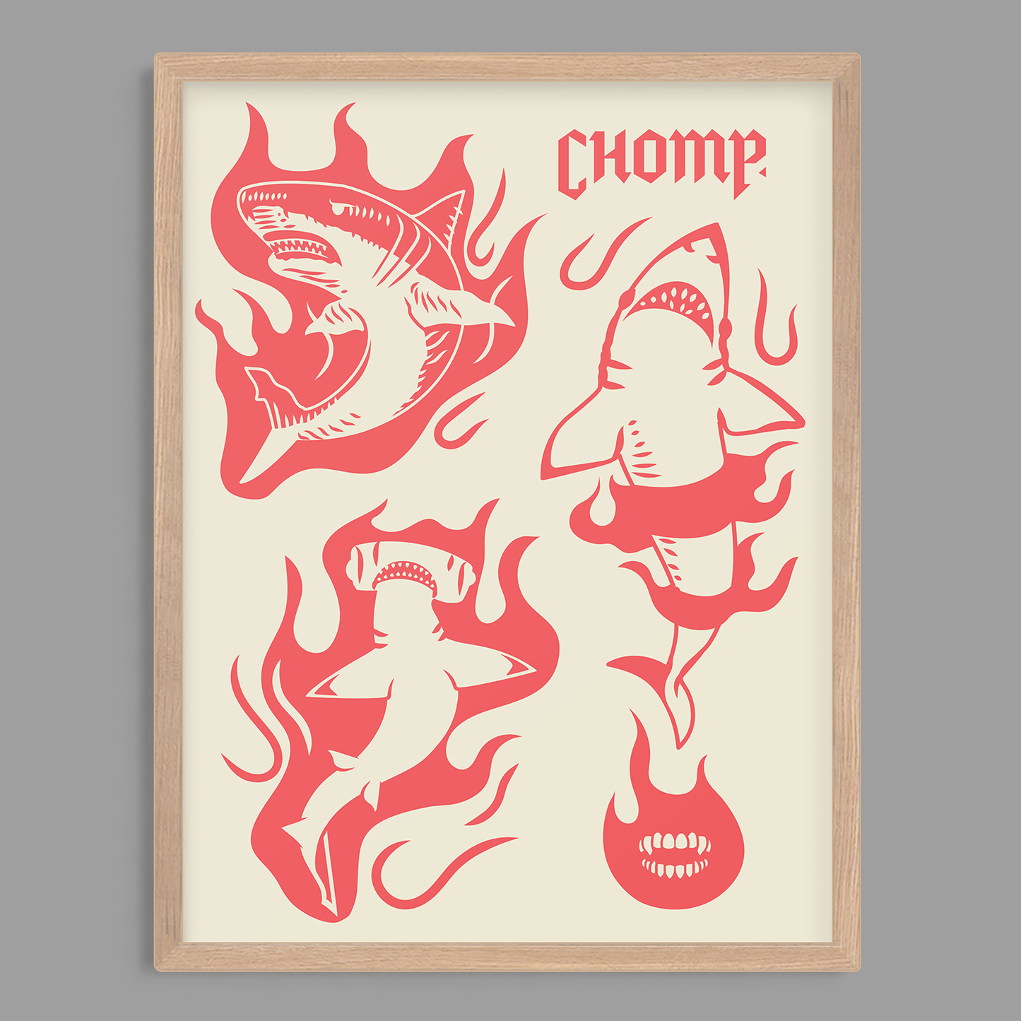 Shark Flame Flash Print