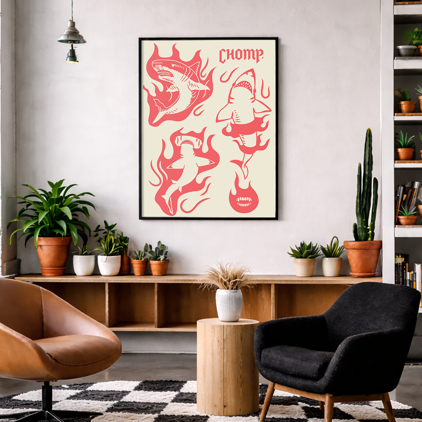 Shark Flame Flash Print