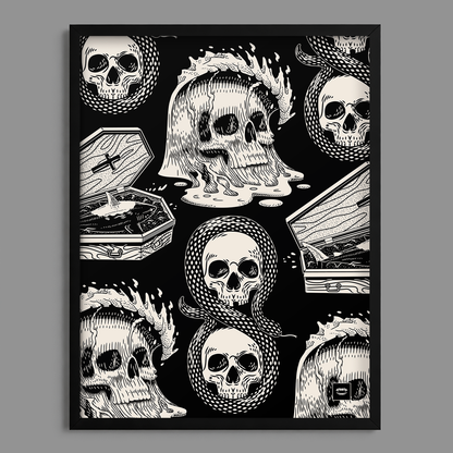 Wave Skull Print
