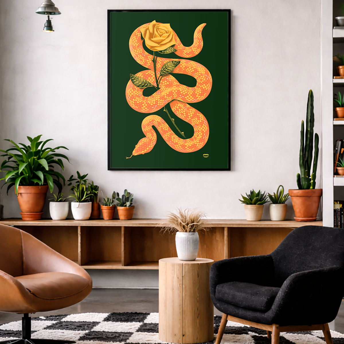 Snake Rose Print